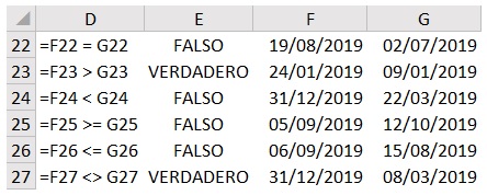 Operadores de comparacion